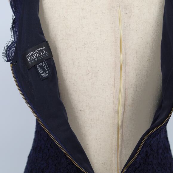Adrianna Papell Women Navy Laced Sleeveless Shift Cocktail Mini Dress Size US 2 - Picture 5 of 5